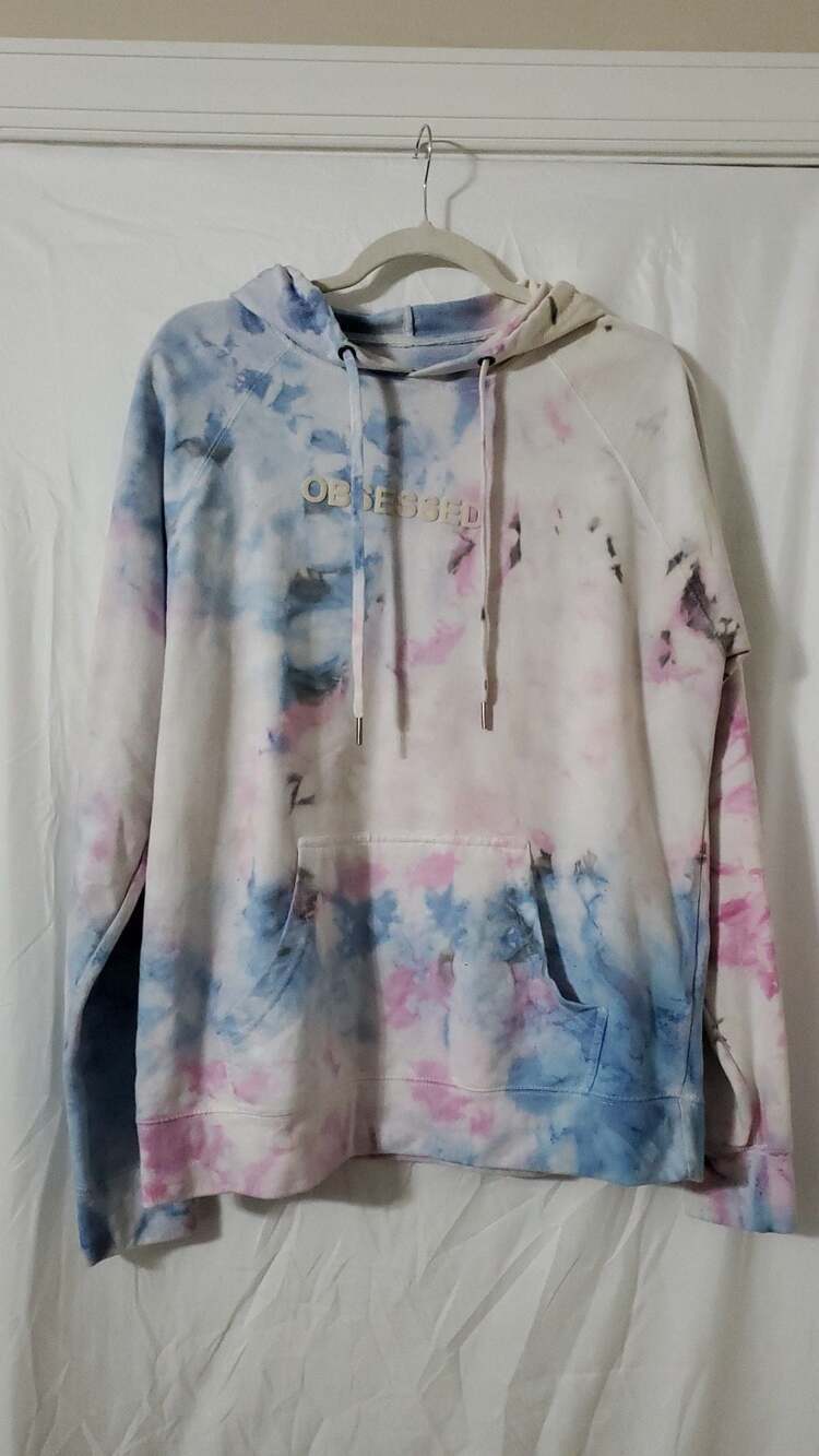 PacSun Obsessed Blue Pink Tie Dye Pullover Hoodie Size M